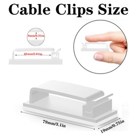 KLJ Cable Clips,Desk Cable Management Wire Clips,Under Desk Cable Management Cord Clips,Cord Management Ideas Cable Management Clips,Cable Clip (White, LS)