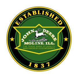 Vintage John Deere 1936 Vintage Historic Logo Established 1837 - Emblem Sticker Decal - 5.25" Inch Diameter