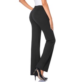 Tapata Women's 28''/30''/32''/34'' Stretchy Bootcut Dress Pants with Pockets Tall, Petite, Regular for Office Work Business 28", Black, M