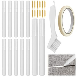 Byfoyif Pack of 12 White Restoration Tile Grout Pen Grout Repair Marker Tile Repair Pen with 12 Replacement Tips 1 Tape 1 Grout Brush