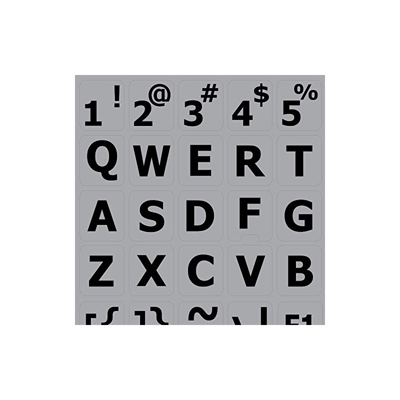 ENGLISH US LARGE UPPER CASE NON-TRANSPARENT DECALS LIGHT GREY BACKGROUND