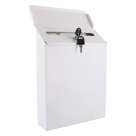 VIDETOL Wall Mounted Post Box, Weatherproof Letter Box Outside, White Galvanised Steel Mailbox with Key for Home and Company, 29x22x6.5cm