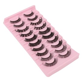 10 Pares de Pestañas Postizas, DD Curl Look Wispy Cat Eye Lashes, Reutilizables 3D Multicapa Esponjosas Pestañas Postizas, Pestañas Postizas Largas Y Gruesas para Dama