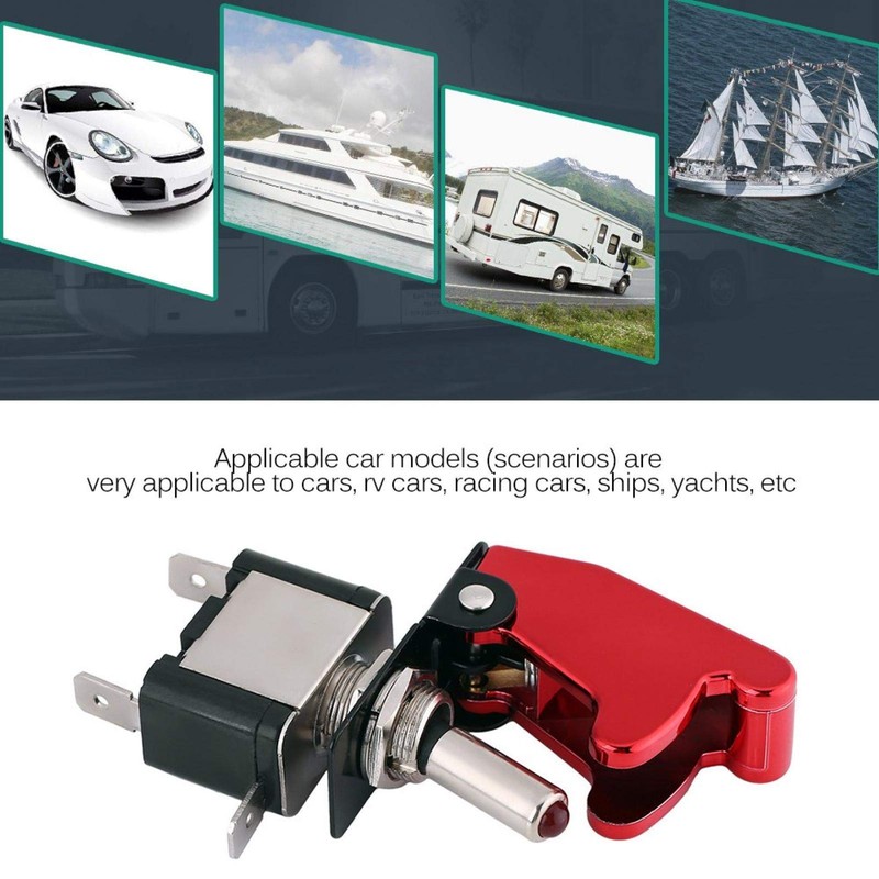 Qiilu 12V 20A Racing Car Red Cover LED Light SPST
