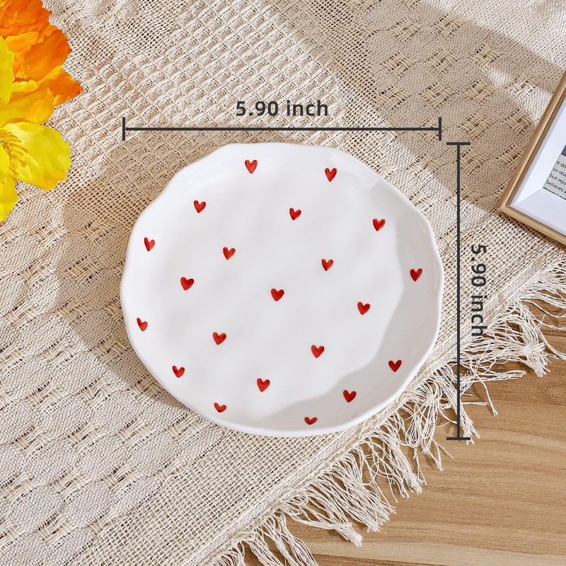Koythin Ceramic Dessert Plates, Cute Fruits Dinner Plate, Printed Flowers