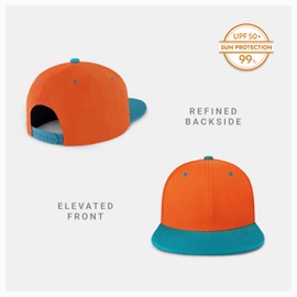 CHOK.LIDS Flat Bill Visor Classic Snapback Hat Blank Adjustable Brim High Top End Trendy Color Style Two Tone Baseball Cap (Orange/Aqua)