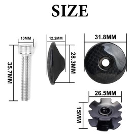 BUCKLOS Bicycle Headset Top Cap and Star Nut, Fits 1-1/8" Fork Stems, Carbon Fiber Top Cap with Aluminum Screw (Matte/Shiny)