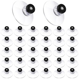 Perthlin 30 Pcs Suction Cup Plastic Suction Pads 50 mm/ 1.97 Inch Clear PVC Sucker Pads Strong Adhesive Suction Holder with Black Screw Nut for Car Shade Cloth Glass Bathroom Wall Door Glass Window