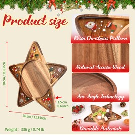 Christmas Serving Platter Star Acacia Wood Serving Tray Charcuterie Board Handcrafted Resin Wooden Tray Snack Platters Gifts Party Supplies Wood Candy Dish
