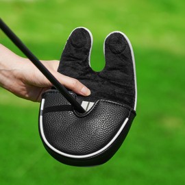 Golf Mid Half Mallet Putter Head Cover Fit for OZ.1/MEZZ.1/MEZZ.1 MAX Magnetic Closure Centre-shaft Club Protector Black PU Leather