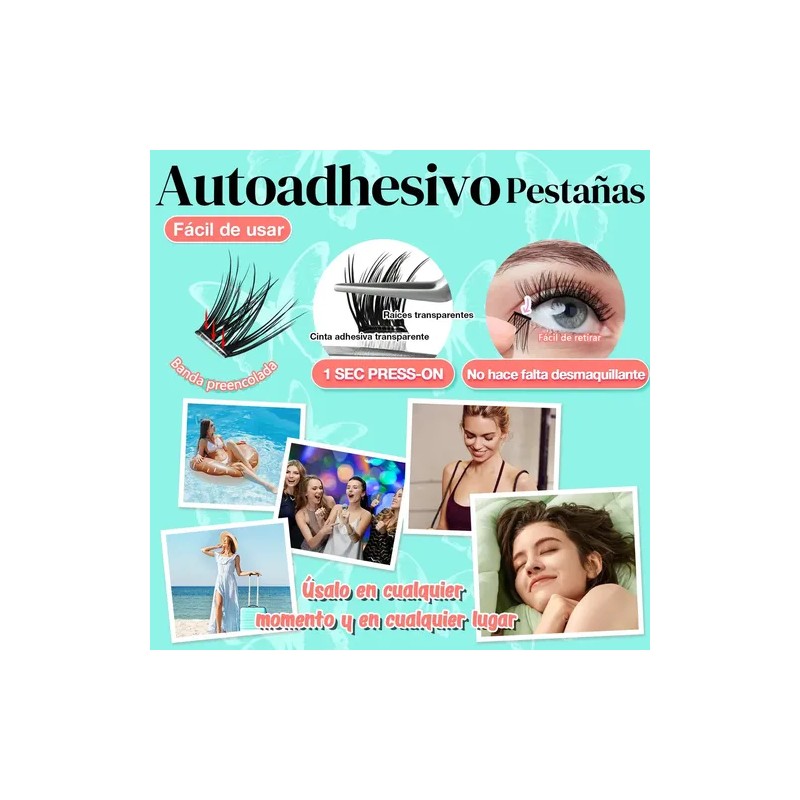 Set Extension De Pestañas Autoadhesivas Con Pinzas 120 Pieces 10-18