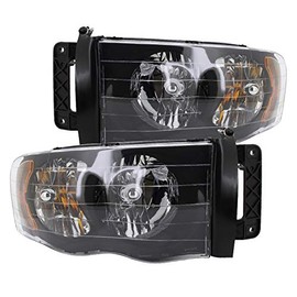 Spec-D Tuning Black Headlights Compatible with Dodge Ram 1500 2500 3500 2002-2005 L+R Pair Head Light Lamp Assembly