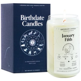 Birthdate Candles, January 5 - Capricorn Zodiac Scented Candles Birthday Gift - Sage, Frankincense & Oakmoss Scent - All-Natural Soy & Coconut Wax, 60-80 Hour Burn Time - Made in USA