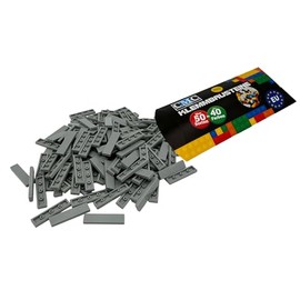 50 Clamping Blocks Tiles Building Blocks 1 x 4 Nubs with Compatible Bricks Free Choice of Colours (411 - Light Grey)