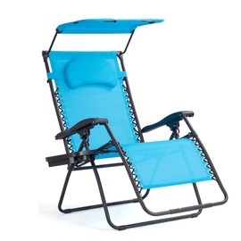 S AFSTAR Zero Gravity Chair with Shade Canopy, Recliner for Patio, Pool Garden Indoor and Outdoor, Folding Lounge Chair with Cup Holder (Baby Blue)