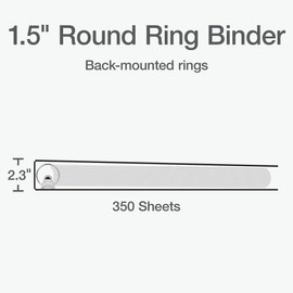 Oxford Ring Binders, 1.5" Round Ring Binders, View Binder, Covers on 3 Sides, XtraLife Hinge, Non-Stick, PVC-Free, Black, 350 Sheet Capacity (1002548)