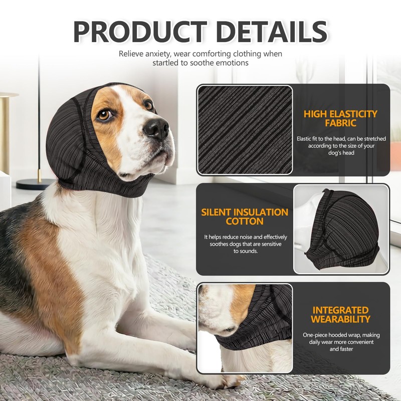 Dog Calming Ear Cover for Fireworks & Thunderstorm Noise Protection,