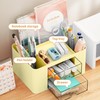 Marbrasse Pen Organizer with 2 Drawer, Multi-Functional Pencil Holder for