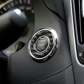 Winterwell Car Interior Carbon Fiber Engine Start Button Ring Cover Trim Compatible with Infiniti Q50 Q60/QX60 2014 2015 2016 2017 2018 2019 2020