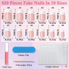 LuckForever 120pc French Tips Press on Nails Short Square, Black White Tips Short Press on Nails French Square Fake Nails Full Cover Glue on Nails Press ons Acrylic Nail Fingernail with Adhesive Tabs