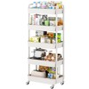 Sywhitta 5-Tier Plastic Rolling Utility Cart with Handle, Multi-Functional Storage