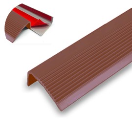 Stair Nosing 48inch Anti-Slip Stair Edge Protector Stair Nose Molding Trim Vinyl Rubber,Waterproof Self Adhesive Stair Edging Staircases for Outdoor & Indoor Brown