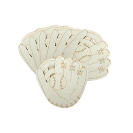 Creaides 20pcs Baseball Gloves Wood DIY Crafts Cutouts Wooden Baseball Gloves Shaped Ornaments Wood Tags for DIY Project Sport Themed Party Decorations