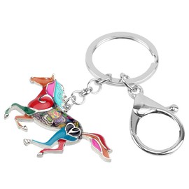 NEWEI Enamel Pony Horse Keyring Cute Key Chain for Women Girls Purse Bag Charm, cherry