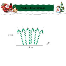 6Pcs 130mm(5.2") Candy Cane Christmas Decorations Glitter Christmas Tree Decorations Candy Cane for Christmas Tree Decoration Hanging Ornaments(Emerald Green)