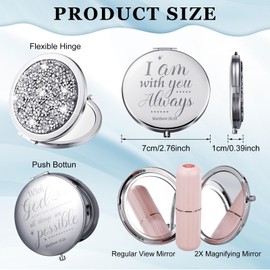 Thyle 12 Pcs Christian Gifts for Women Bible Verse Compact Makeup Mirror Compact Mirrors Inspirational Birthday Gifts Religious Baptism Gift for Coworkers Teacher Employees Travel (Silver)