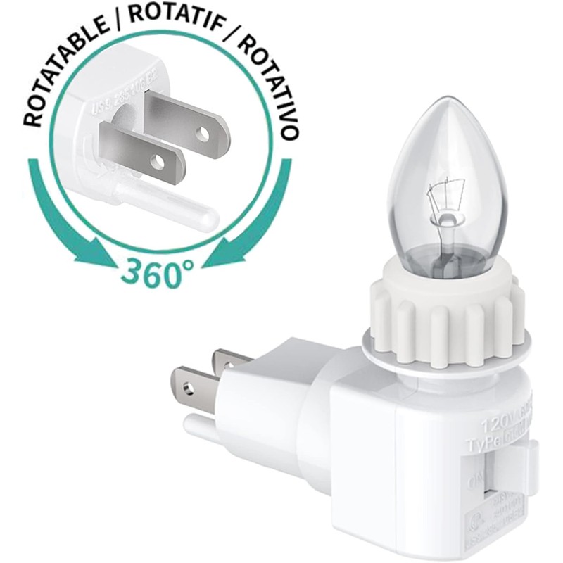 TWDRTDD Night Light Plug in Base, 360° Rotatable Waterpfoof Nightlight
