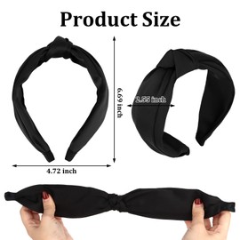 GAFATORY Black Knotted Headband Fashionable Wide Head band Knotted Yoga Headband Fabric Comfortable Hair Band Elastic Head Band for Women