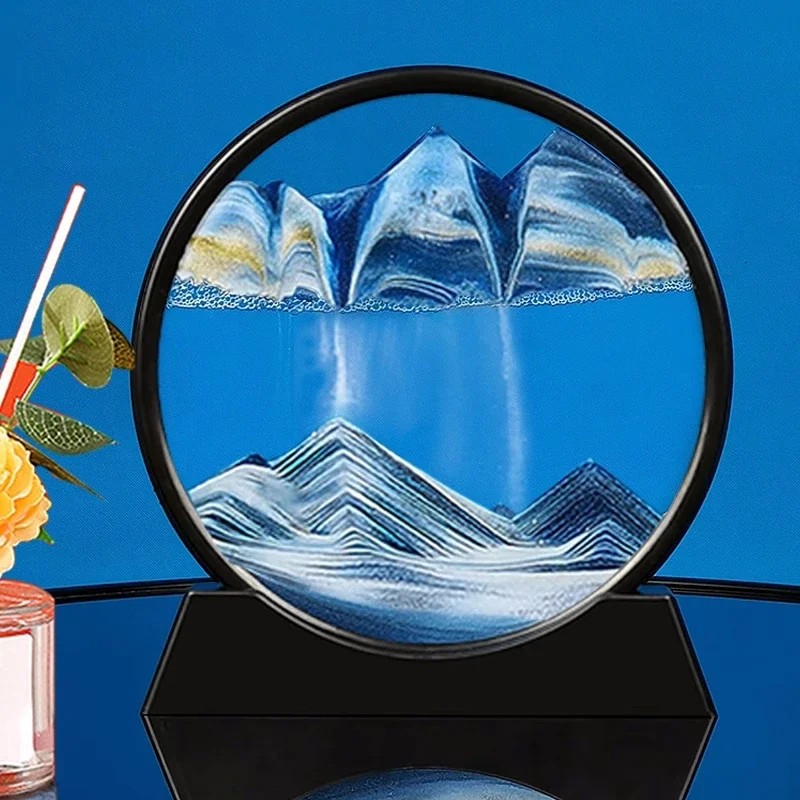 Toolzia 3D Moving Sand Art Picture - Round Glass Deep