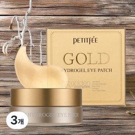 Petitfee Moisturizing Eye Area Whitening Intensive Eye Area Care Gold Hydrogel Eye Patches 3 Pieces 60 Pieces / 쁘띠페 수분 공급 눈가 미백 눈가 집중 관리 골드 하이드로겔 아이패치 3개 60개입