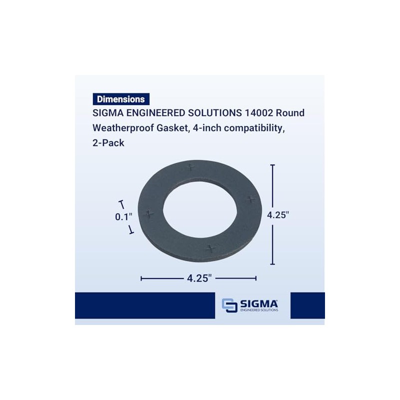 SIGMA ENGINEERED SOLUTIONS 14002 Round Weatherproof Gasket, 4-inch compatibility, Black,