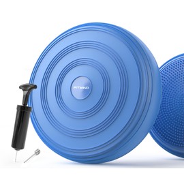 FITMIND Inflated Wobble Cushion,Dyna Disc,Circular Non-slip Texture for Comfortable Sitting,Wiggle Seat to Improve Posture, Fitness, Stability for Sensory Kids Adults,Balance Seat with Pump for Core Strength