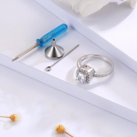 Sterling Silver Urn Ring for Ashes: Women Cubic Zirconia Ash Ring Memorial Cremation Jewelry Bereavement Keepsakes Gift for Loss of a Loved One, Sterling Silver, Cubic Zirconia
