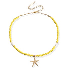 Starfish Necklace Beach Charm Necklace Shell Choker Necklace for Women Boho Beaded Necklace Summer Outfits for Women 2024 Beach Essentials