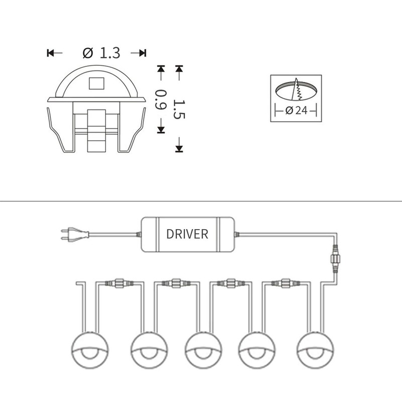 YZGWZLD LED Deck Lights Kit,12 Pack Low Voltage Φ1.38 IP67