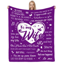 CAPRIFIC Birthday Gifts for Wife, Wedding for Her, Romantic Gifts for Her Soft Blnket 150x130CM, Gifts for Women Who Has Everything, Wife Birthday Gifts From Husband（Purple）