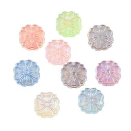 LiQunSweet - 50 abalorio de acrílico de trébol de flor de cerezo con flores de colores mezclados para manualidades, pulseras, collares, arete, bolsas, llaveros, decoración del teléfono