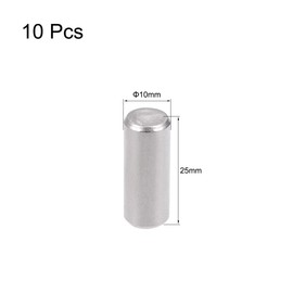 TOP-VIGOR 10Pcs 10mm x 25mm Dowel Pins Shelf Support Pegs, 304 Stainless Steel Cylindrical Shelf Support Pin Fasten Elements Silver Tone