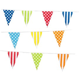 Superstars Multi Colour Mix Stripe and Dot Birthday Party Flag Bunting 10 Metres