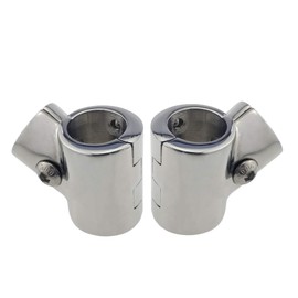 Pair Heavy Duty 316SS Boat Hand Rail Fitting- Polished 60 Degree T/Tee Hinged/Split Fitting 7/8" Tube