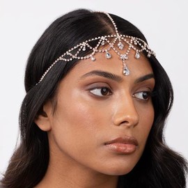 Fdesigner Diadema de cristal con diamantes de imitación para boda, joyería para el pelo de novia, estilo bohemio, fiesta, lágrima, accesorios para el cabello para mujeres y niñas (plata)