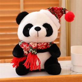 champracer Panda Cuddly Toy 2024 Panda Gift Christmas Panda, Doll Panda Christmas Panda Plush Doll, 25 cm Realistic Panda Cushion Room Decoration (B)