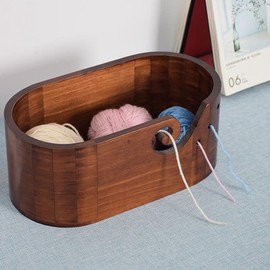 Aswalling Wooden Yarn Bowl,Yarn Bowls for Crocheting,Knitting Yarn Holder,Wood Storage Crochet Bowl for Crocheting & Knitting