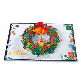 CUTPOPUP Christmas Wreath - Christmas Cards, Pop Up Card Christmas, Christmas Card for Wife, Husband, Daughter, Her Girl, Sister, Him (Xmas Wreath) US8-CN224DE