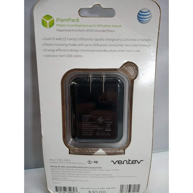 AT&T Original AT&T Universal Wall Charger Component with 2 USB