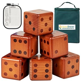 SpexDarxs 3.5’’ Giant Yard Dice Set, Large Wooden Dices Game with Scoreboard & Carrying Bag, Indoor & Outdoor Backyard Lawn Games for Adult and Family